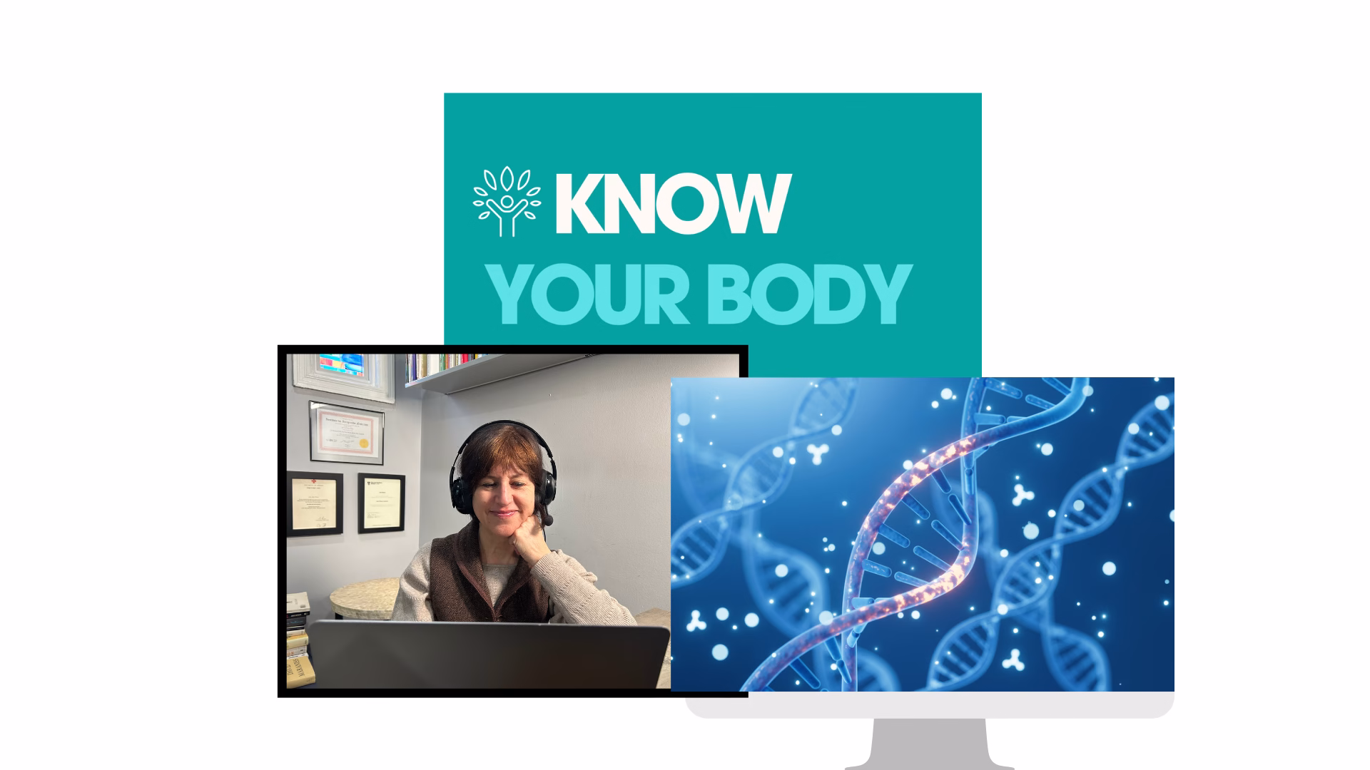 Image of Jules Walters sitting at a desk with the title Know Your Body