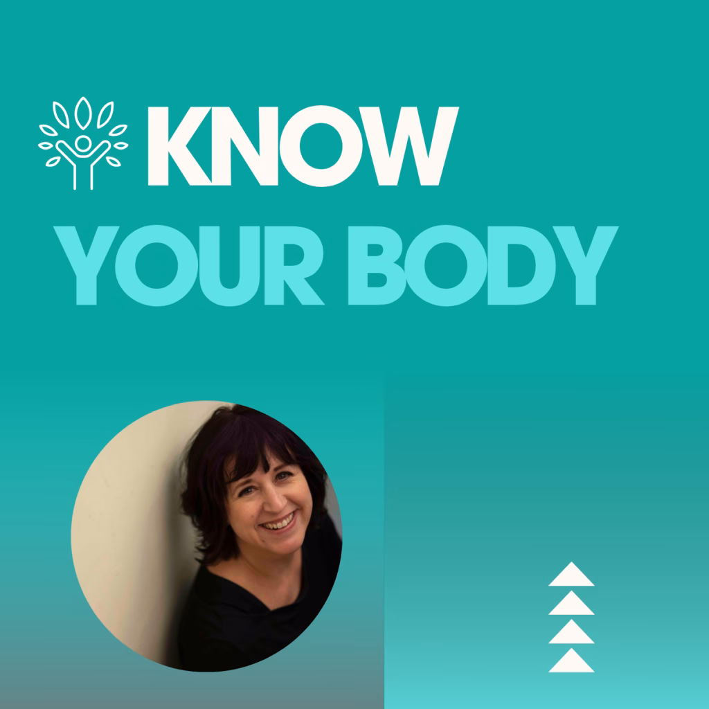 Composite image of Jules Walters, an image of DNA and title Know Your Body